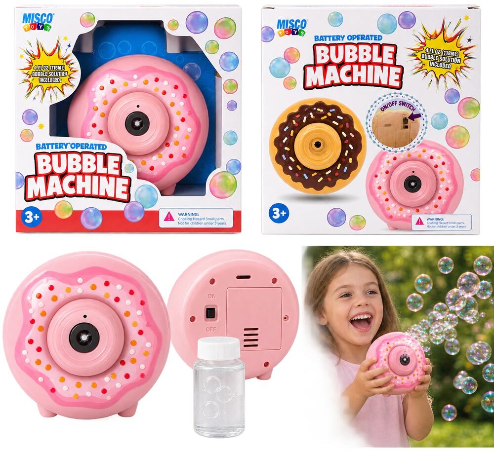 Misco Toys Battery Operated Donut Bubble Machine – Pink